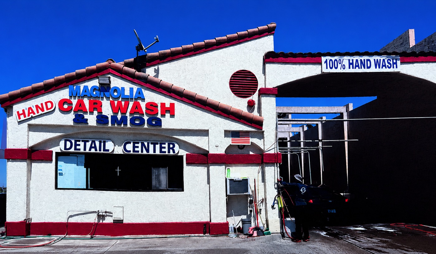 Magnolia Car Wash storefront — 100% Hand Wash & Detail Center, 8931 Magnolia Ave, Santee CA