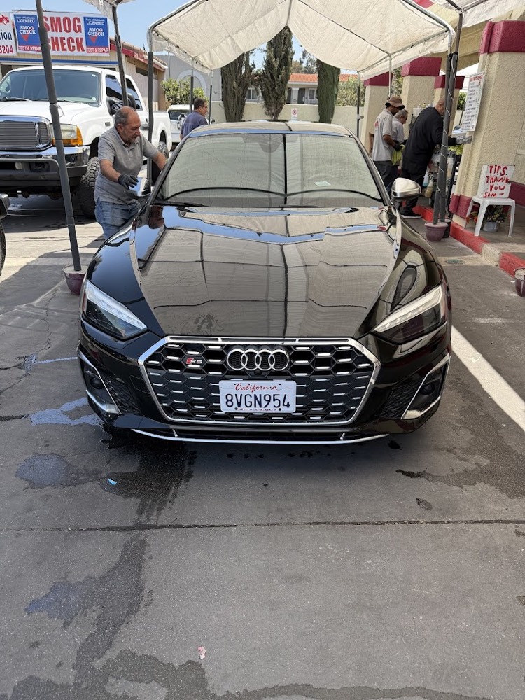 Hand-drying a freshly washed Audi